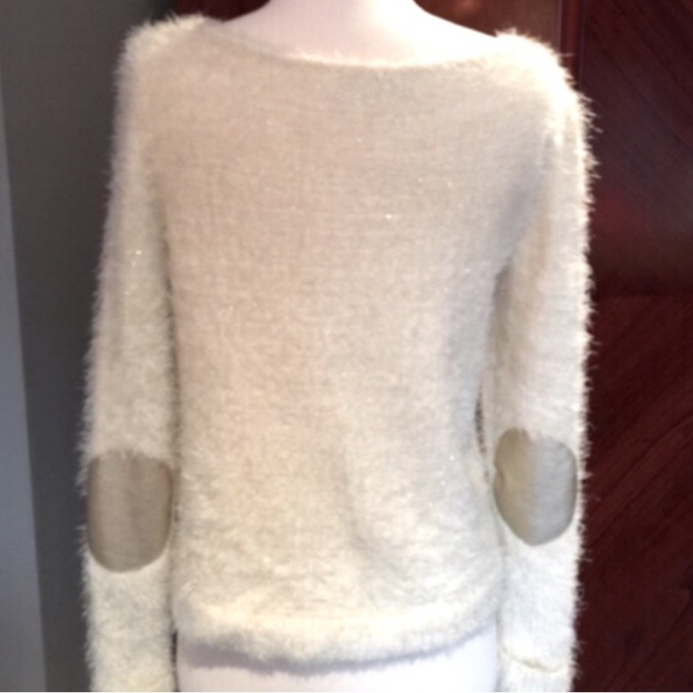 Jennifer Lopez Cream Fuzzy Sweater